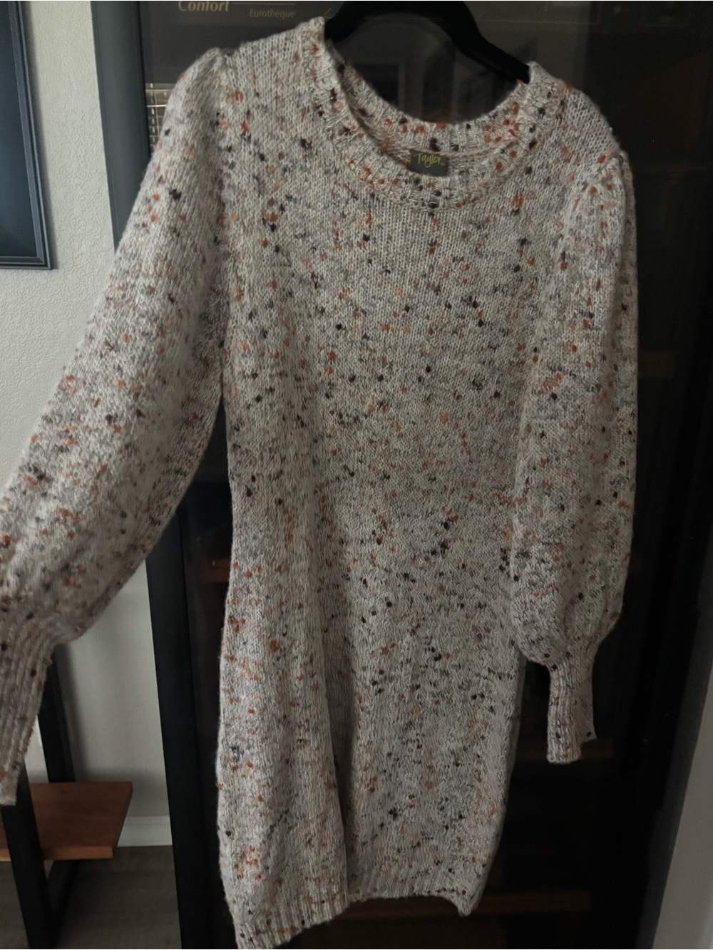 Taylor Cream Speckled Crewneck Sweater Dress